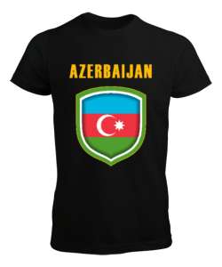 Azerbaycan,Azerbaijan,Azerbaycan Bayrağı,Azerbaycan logosu. Siyah Erkek Tişört