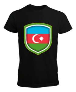 Azerbaycan,Azerbaijan,Azerbaycan Bayrağı,Azerbaycan logosu. Siyah Erkek Tişört