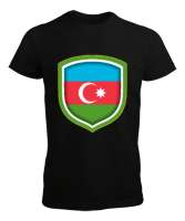 Azerbaycan,Azerbaijan,Azerbaycan Bayrağı,Azerbaycan logosu. Siyah Erkek Tişört - Thumbnail