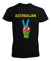 Azerbaycan,Azerbaijan,Azerbaycan Bayrağı,Azerbaycan logosu. Siyah Erkek Tişört - Thumbnail