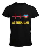 Azerbaycan,Azerbaijan,Azerbaycan Bayrağı,Azerbaycan logosu. Siyah Erkek Tişört - Thumbnail