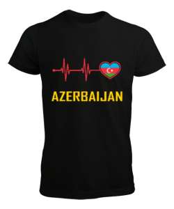 Azerbaycan,Azerbaijan,Azerbaycan Bayrağı,Azerbaycan logosu. Siyah Erkek Tişört