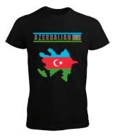 Azerbaycan,Azerbaijan,Azerbaycan Bayrağı,Azerbaycan logosu. Siyah Erkek Tişört - Thumbnail