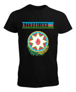 Azerbaycan,Azerbaijan,Azerbaycan Bayrağı,Azerbaycan logosu. Siyah Erkek Tişört