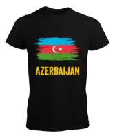 Azerbaycan,Azerbaijan,Azerbaycan Bayrağı,Azerbaycan logosu. Siyah Erkek Tişört - Thumbnail