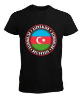 Azerbaycan,Azerbaijan,Azerbaycan Bayrağı,Azerbaycan logosu. Siyah Erkek Tişört - Thumbnail