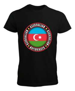 Azerbaycan,Azerbaijan,Azerbaycan Bayrağı,Azerbaycan logosu. Siyah Erkek Tişört