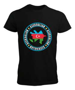 Azerbaycan,Azerbaijan,Azerbaycan Bayrağı,Azerbaycan logosu. Siyah Erkek Tişört