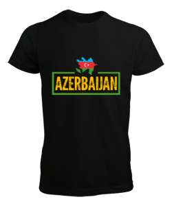 Azerbaycan,Azerbaijan,Azerbaycan Bayrağı,Azerbaycan logosu. Siyah Erkek Tişört