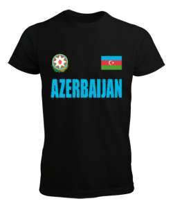 Azerbaycan,Azerbaijan,Azerbaycan Bayrağı,Azerbaycan logosu. Siyah Erkek Tişört