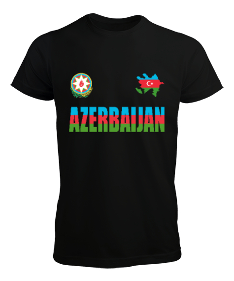 Tisho - Azerbaycan,Azerbaijan,Azerbaycan Bayrağı,Azerbaycan logosu. Siyah Erkek Tişört