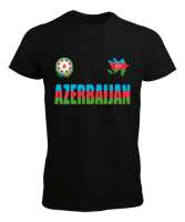 Azerbaycan,Azerbaijan,Azerbaycan Bayrağı,Azerbaycan logosu. Siyah Erkek Tişört - Thumbnail