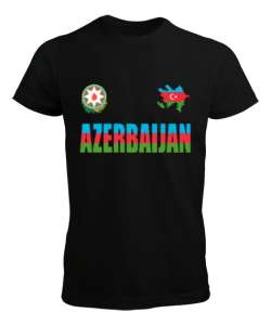 Azerbaycan,Azerbaijan,Azerbaycan Bayrağı,Azerbaycan logosu. Siyah Erkek Tişört