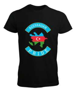 Azerbaycan,Azerbaijan,Azerbaycan Bayrağı,Azerbaycan logosu. Siyah Erkek Tişört