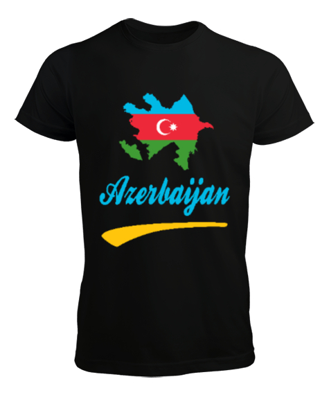 Tisho - Azerbaycan,Azerbaijan,Azerbaycan Bayrağı,Azerbaycan logosu. Siyah Erkek Tişört