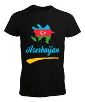 Azerbaycan,Azerbaijan,Azerbaycan Bayrağı,Azerbaycan logosu. Siyah Erkek Tişört - Thumbnail