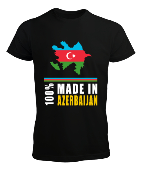 Tisho - Azerbaycan,Azerbaijan,Azerbaycan Bayrağı,Azerbaycan logosu. Siyah Erkek Tişört