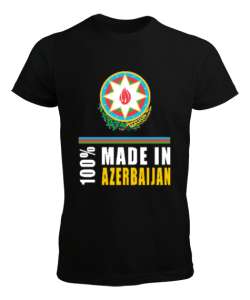 Azerbaycan,Azerbaijan,Azerbaycan Bayrağı,Azerbaycan logosu. Siyah Erkek Tişört