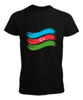 Azerbaycan,Azerbaijan,Azerbaycan Bayrağı,Azerbaycan logosu. Siyah Erkek Tişört - Thumbnail