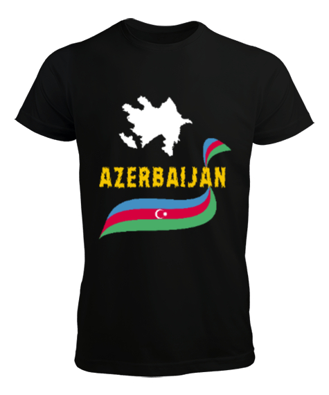 Tisho - Azerbaycan,Azerbaijan,Azerbaycan Bayrağı,Azerbaycan logosu. Siyah Erkek Tişört