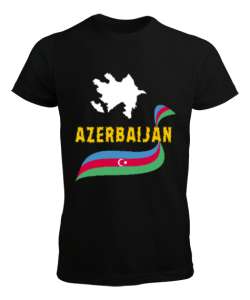 Azerbaycan,Azerbaijan,Azerbaycan Bayrağı,Azerbaycan logosu. Siyah Erkek Tişört