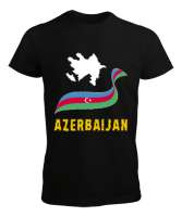 Azerbaycan,Azerbaijan,Azerbaycan Bayrağı,Azerbaycan logosu. Siyah Erkek Tişört - Thumbnail