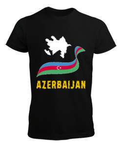 Azerbaycan,Azerbaijan,Azerbaycan Bayrağı,Azerbaycan logosu. Siyah Erkek Tişört