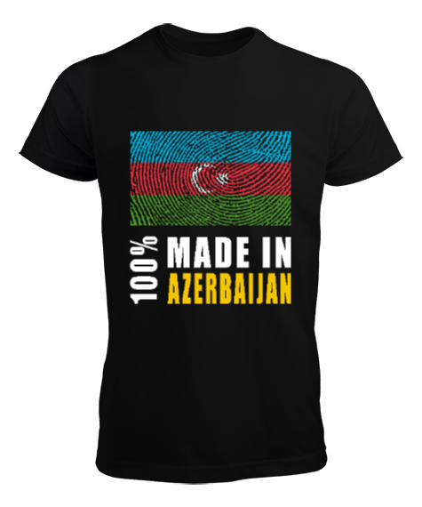 Tisho - Azerbaycan,Azerbaijan,Azerbaycan Bayrağı,Azerbaycan logosu. Siyah Erkek Tişört