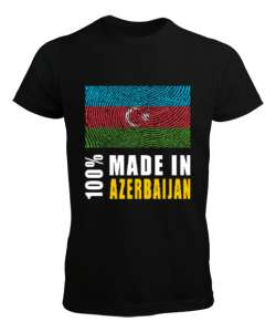 Azerbaycan,Azerbaijan,Azerbaycan Bayrağı,Azerbaycan logosu. Siyah Erkek Tişört