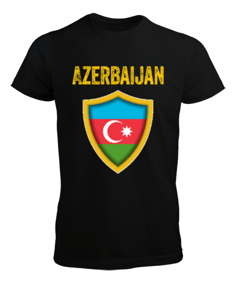 Tisho - Azerbaycan,Azerbaijan,Azerbaycan Bayrağı,Azerbaycan logosu. Siyah Erkek Tişört