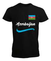 Azerbaycan,Azerbaijan,Azerbaycan Bayrağı,Azerbaycan logosu. Siyah Erkek Tişört - Thumbnail