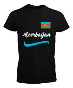 Azerbaycan,Azerbaijan,Azerbaycan Bayrağı,Azerbaycan logosu. Siyah Erkek Tişört