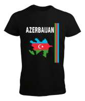 Azerbaycan,Azerbaijan,Azerbaycan Bayrağı,Azerbaycan logosu. Siyah Erkek Tişört - Thumbnail