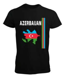 Azerbaycan,Azerbaijan,Azerbaycan Bayrağı,Azerbaycan logosu. Siyah Erkek Tişört