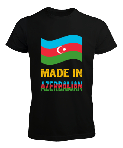 Tisho - Azerbaycan,Azerbaijan,Azerbaycan Bayrağı,Azerbaycan logosu. Siyah Erkek Tişört