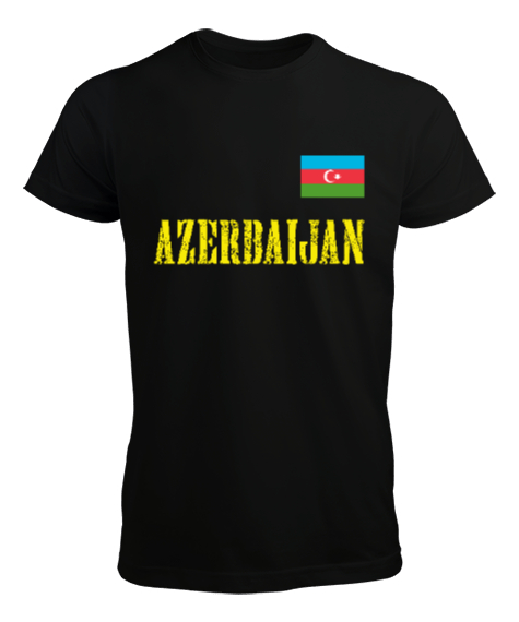 Tisho - Azerbaycan,Azerbaijan,Azerbaycan Bayrağı,Azerbaycan logosu. Siyah Erkek Tişört