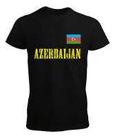 Azerbaycan,Azerbaijan,Azerbaycan Bayrağı,Azerbaycan logosu. Siyah Erkek Tişört - Thumbnail