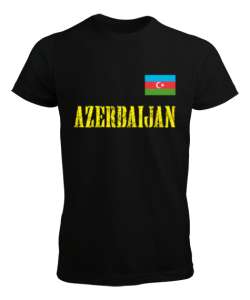 Azerbaycan,Azerbaijan,Azerbaycan Bayrağı,Azerbaycan logosu. Siyah Erkek Tişört