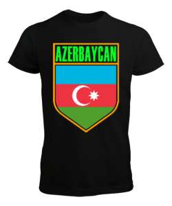 Azerbaycan,Azerbaijan,Azerbaycan Bayrağı,Azerbaycan logosu. Siyah Erkek Tişört