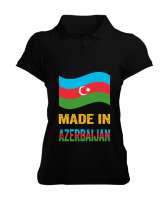 Azerbaycan,Azerbaijan,Azerbaycan Bayrağı,Azerbaycan logosu. Siyah Kadın Polo Yaka Tişört - Thumbnail