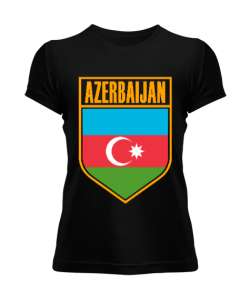 Azerbaycan,Azerbaijan,Azerbaycan Bayrağı,Azerbaycan logosu. Siyah Kadın Tişört