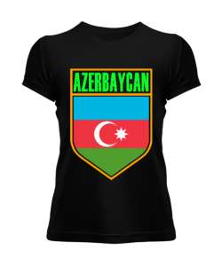 Azerbaycan,Azerbaijan,Azerbaycan Bayrağı,Azerbaycan logosu. Siyah Kadın Tişört