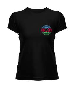 Azerbaycan,Azerbaijan,Azerbaycan Bayrağı,Azerbaycan logosu. Siyah Kadın Tişört