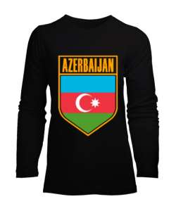 Azerbaycan,Azerbaijan,Azerbaycan Bayrağı,Azerbaycan logosu. Siyah Kadın Uzun Kol Tişört