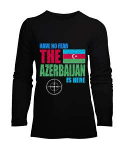 Azerbaycan,Azerbaijan,Azerbaycan Bayrağı,Azerbaycan logosu. Siyah Kadın Uzun Kol Tişört