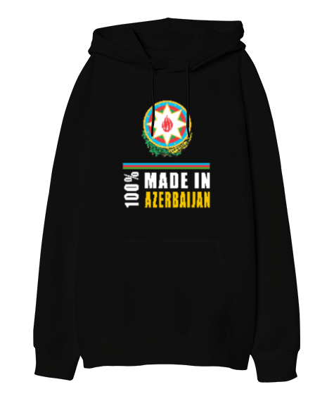 Tisho - Azerbaycan,Azerbaijan,Azerbaycan Bayrağı,Azerbaycan logosu. Siyah Oversize Unisex Kapüşonlu Sweatshirt