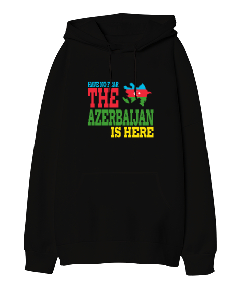 Tisho - Azerbaycan,Azerbaijan,Azerbaycan Bayrağı,Azerbaycan logosu. Siyah Oversize Unisex Kapüşonlu Sweatshirt