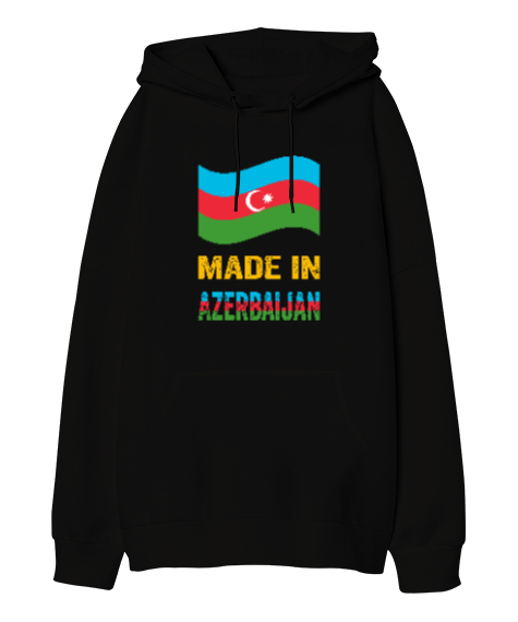 Tisho - Azerbaycan,Azerbaijan,Azerbaycan Bayrağı,Azerbaycan logosu. Siyah Oversize Unisex Kapüşonlu Sweatshirt