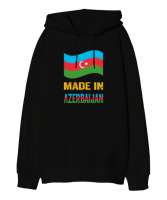 Azerbaycan,Azerbaijan,Azerbaycan Bayrağı,Azerbaycan logosu. Siyah Oversize Unisex Kapüşonlu Sweatshirt - Thumbnail