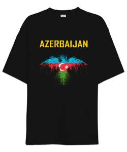 Azerbaycan,Azerbaijan,Azerbaycan Bayrağı,Azerbaycan logosu. Siyah Oversize Unisex Tişört